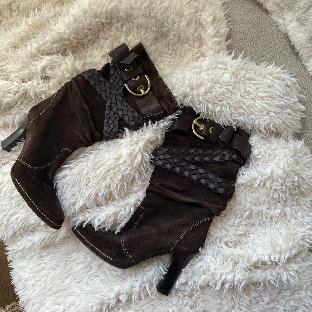 Brown Suede Coach Boots